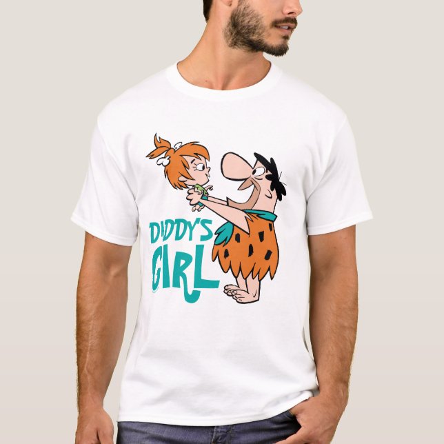 Camiseta Os Flintstones | Fred & Pebbles - Garota Pai (Frente)