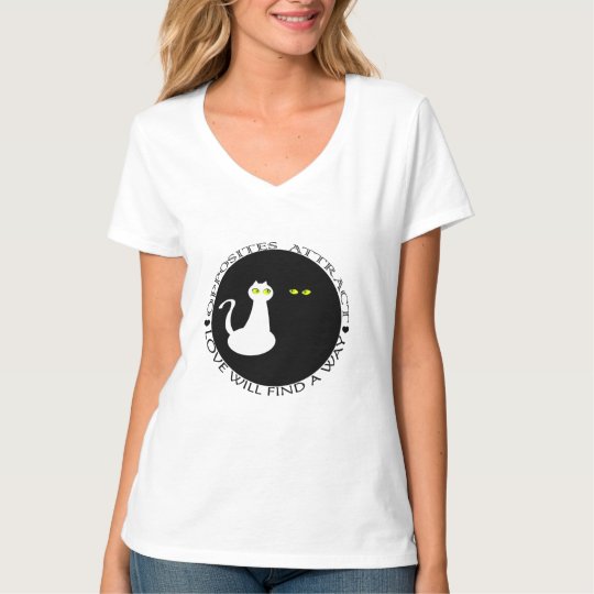 Camiseta Os gatos do amor refrigeram os opostos bonitos