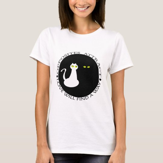 Camiseta Os gatos do amor refrigeram os opostos bonitos