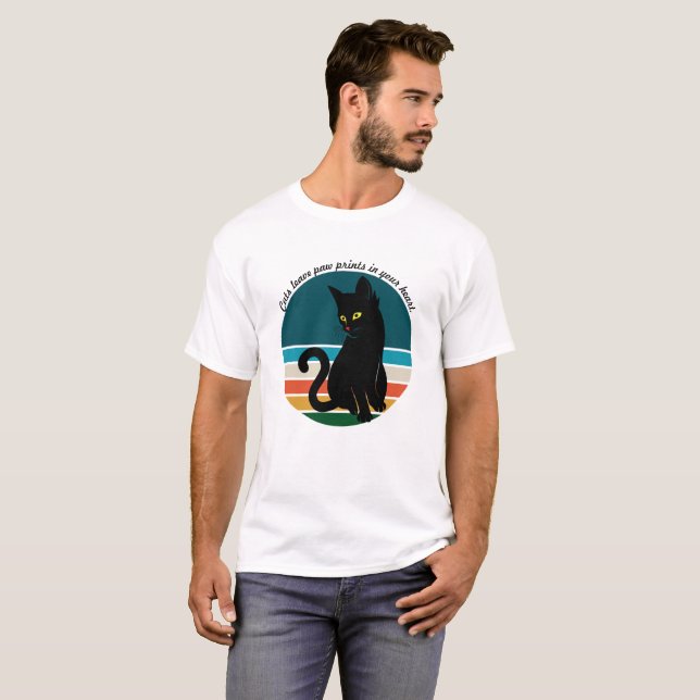 Camiseta Os gatos retrorreflectores deixam impressões de pa (Frente Completa)