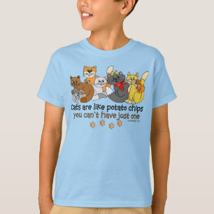 Camiseta Os gatos são como microplaquetas de batata