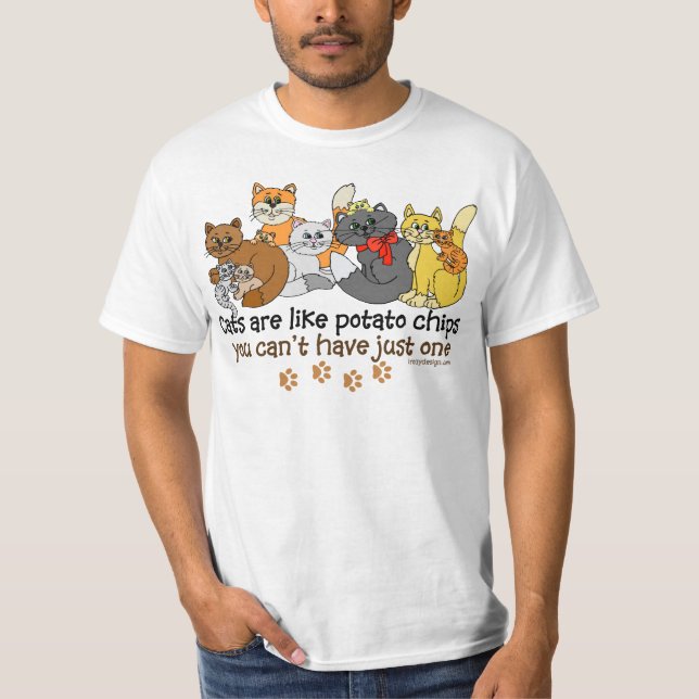 Camiseta Os gatos são como microplaquetas de batata (Frente)