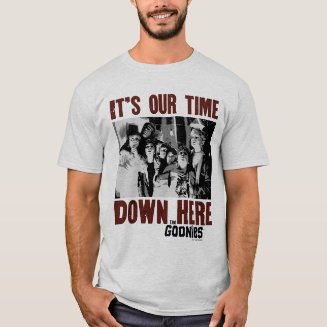 Camiseta Os Goonies "É o nosso tempo aqui em baixo" (Frente)