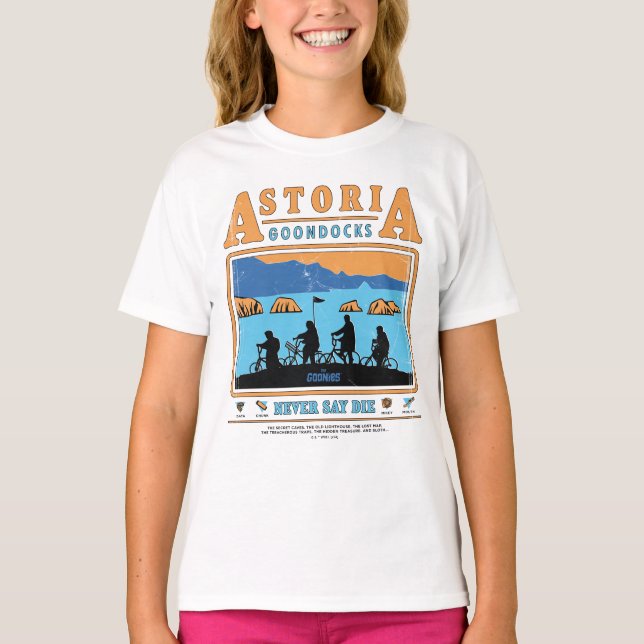 Camiseta Os Goonies Silhuettes Sobre Astoria Goondocks (Frente)