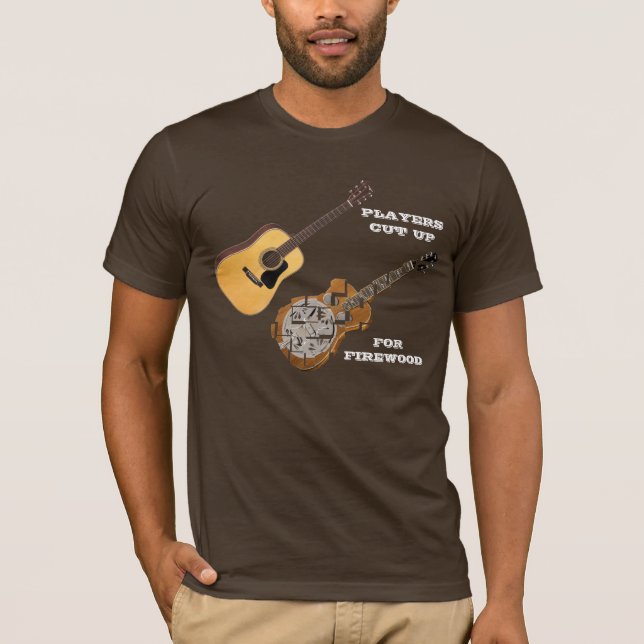 CAMISETA OS GUITARRISTAS CORTARAM ACIMA DOBROS PARA A LENHA (Frente)