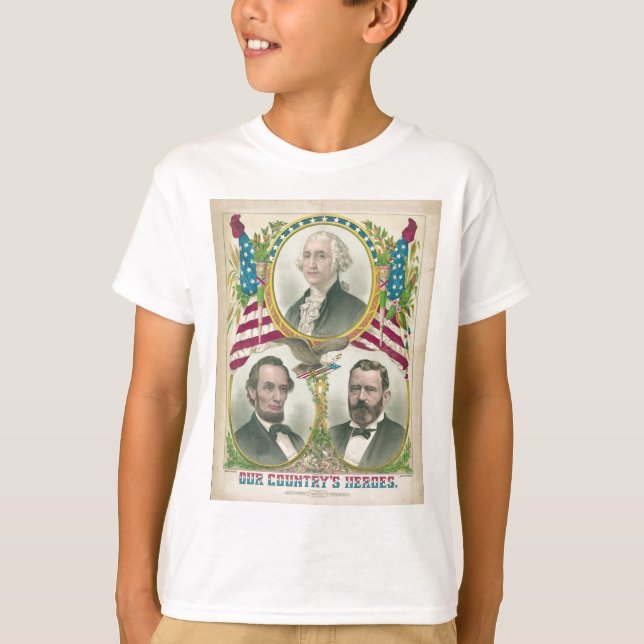 Camiseta Os heróis Washington Lincoln Grant do nosso país (Frente)