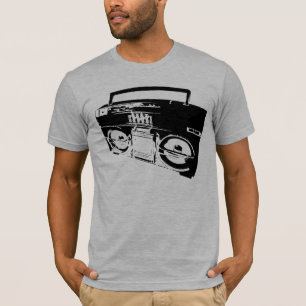 Camiseta Os homens cinzentos da arte de Boombox da velha