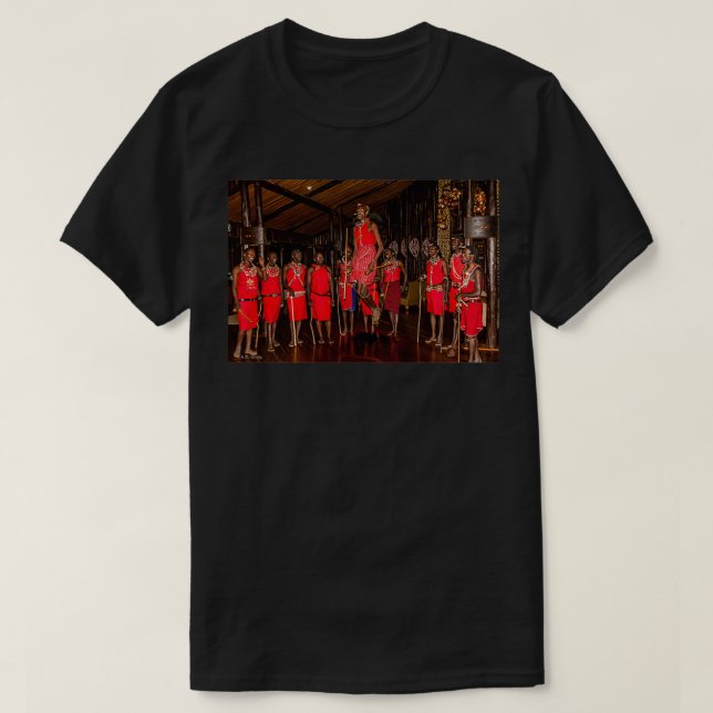 Camiseta Os Homens Maasai e a Dança de Salto (Frente do Design)