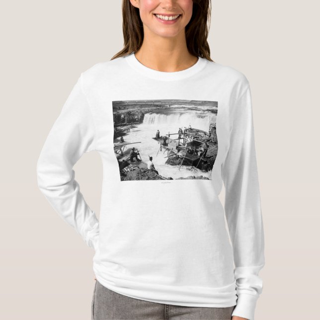 Camiseta Os homens que pescam em Celilo caem fotografia (Frente)