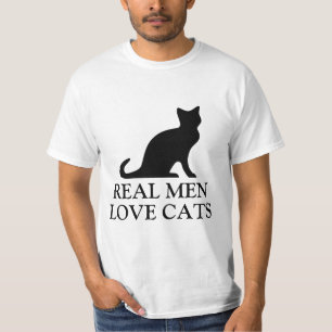 Camiseta Os homens reais amam o gatinho preto e branco da