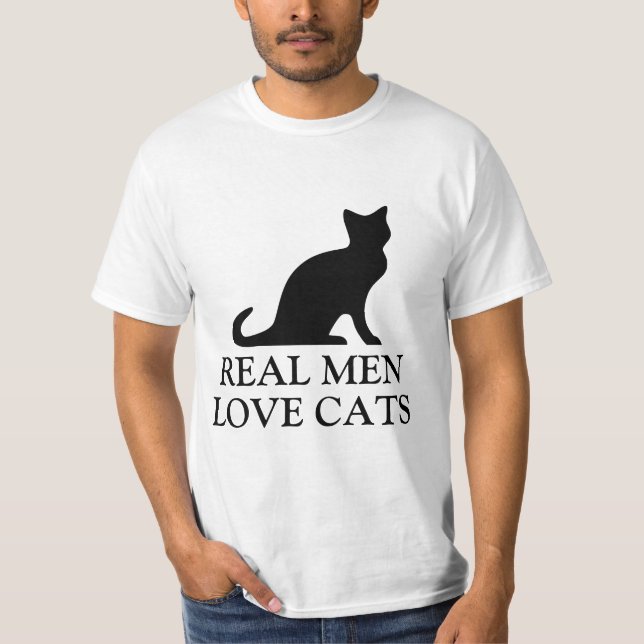 Camiseta Os homens reais amam o gatinho preto e branco da (Frente)