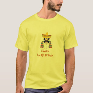 Camiseta Os homens Tee, mexicano, mim nadaram o Rio Grande