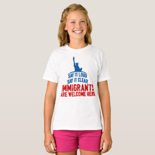 Camiseta Os imigrantes dão boas-vindas ao t-shirt da menin