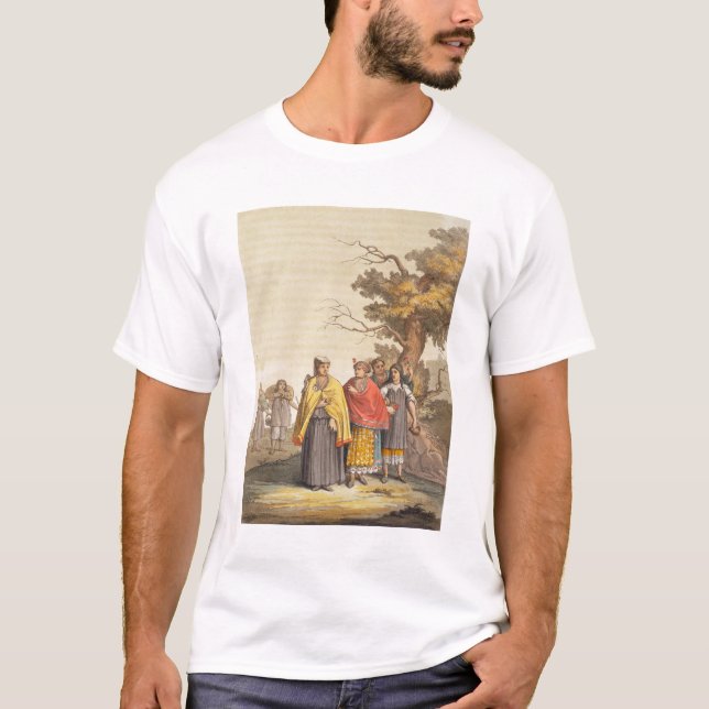 Camiseta Os indianos de Caciche em trajes tradicionais, (Frente)