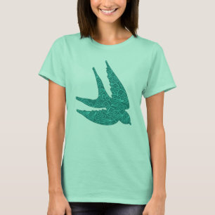 Camiseta Os japoneses engolem em vôo, turquesa e Aqua