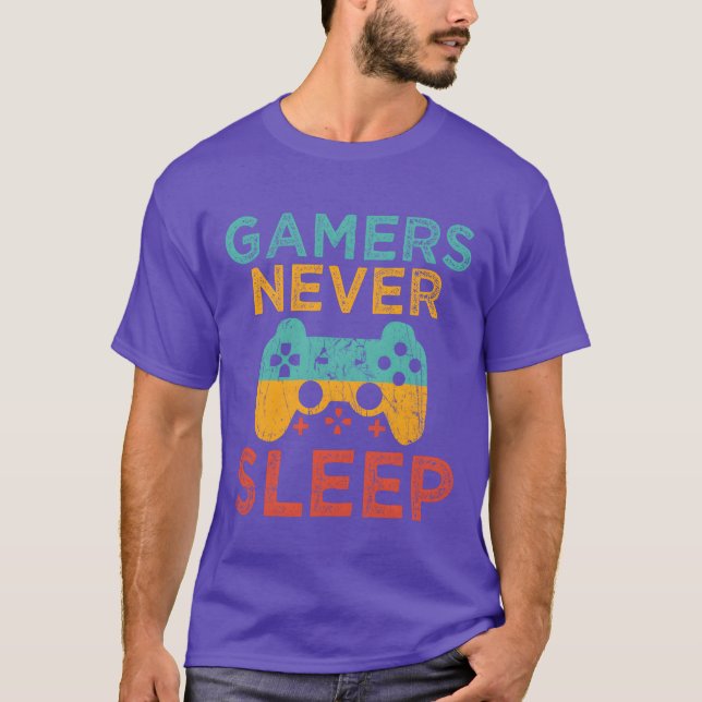 Camiseta Os Jogadores Nunca Dormem Jogo de Console Video Ga (Frente)