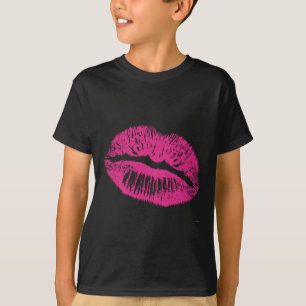 Camiseta Os Lábios De Beijo E Rosa