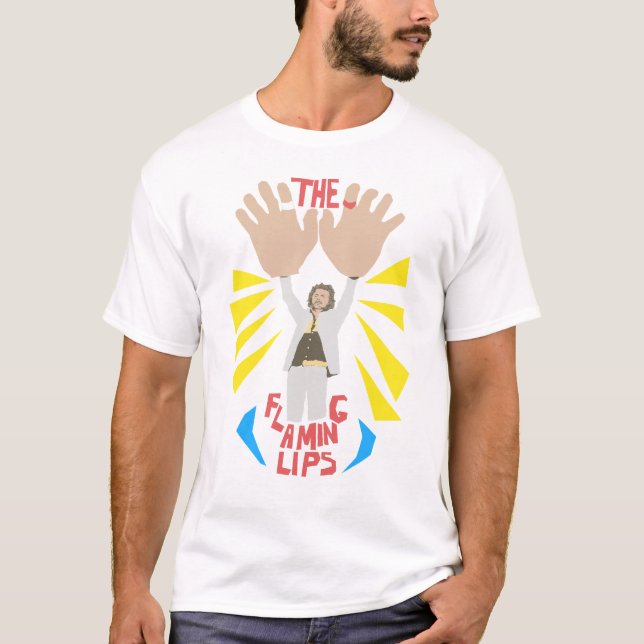 Camiseta Os lábios flamejantes - mãos grandes (Frente)