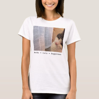 Camiseta Os livros das mulheres + Gatos = T da felicidade
