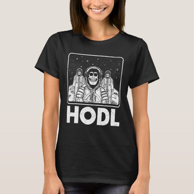 Camiseta Os Macacos Da Lua Do Hodl Seguram A Bag Ape Em Cry (Frente)