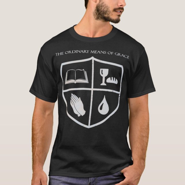 Camiseta Os Meios Comuns de Grace Christian Reformaram O (Frente)
