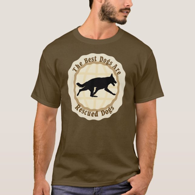 Camiseta Os Melhores Cães São Resgatados - Cão German sheph (Frente)