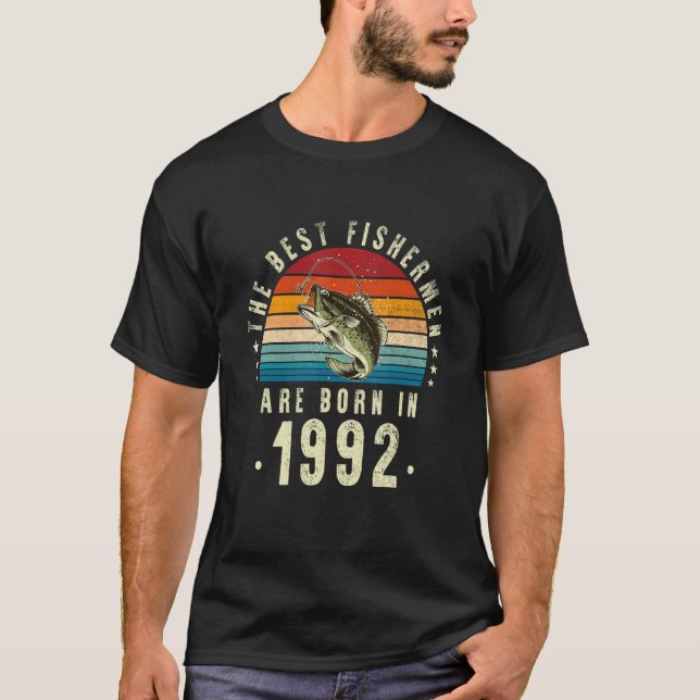 Camiseta Os Melhores Pescadores São Nasceres Em 1992, Vinta (Frente)