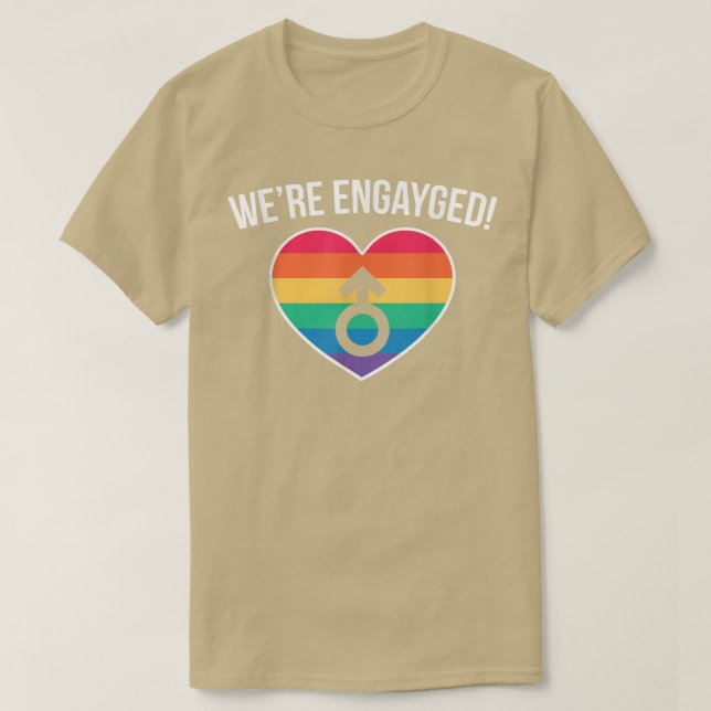 Camiseta Os Mens Eram Engayged Lgbt Casamento gay Groom1810 (Frente do Design)
