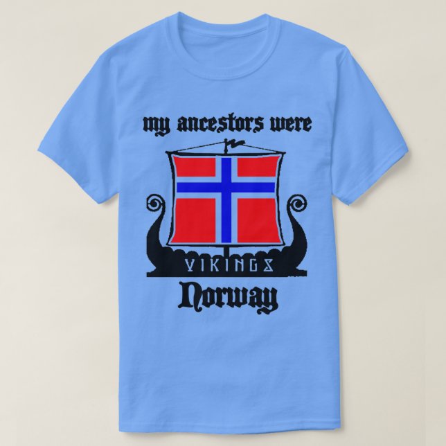 Camiseta Os meus antepassados vikings normay flag drakkar b (Frente do Design)