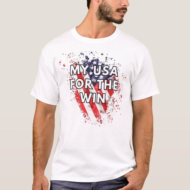 Camiseta Os meus EUA para o vencedor - Camisa-T Patriótica (Frente)