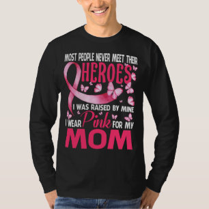 Camiseta Os Meus Heróis Visto Rosa Para A Minha Mãe Cancer