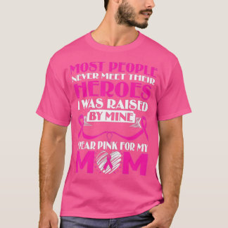 Camiseta Os Meus Heróis Visto Rosa Para A Minha Mãe Cancer