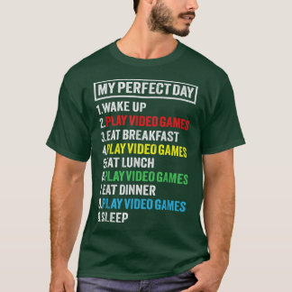 Camiseta Os Meus Videos games De Dia Perfeitos Mostram Um J