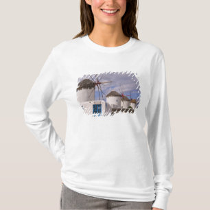 Camiseta Os moinhos de vento de Mykonos nas Ilhas Gregas