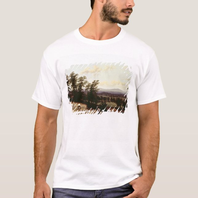 Camiseta Os monte de feno aproximam um rio, perto de (Frente)
