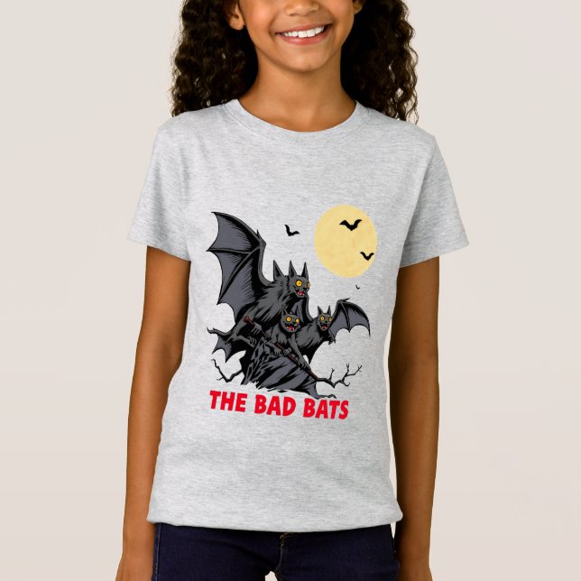 Camiseta os morcegos maus - presente de Dia de as Bruxas en (Frente)