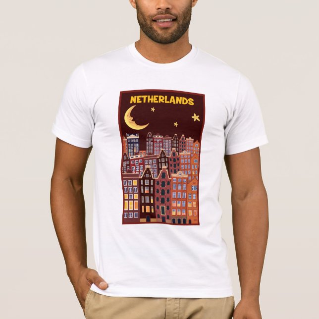 Camiseta Os Países Baixos na noite (Frente)