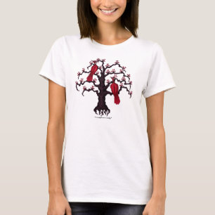 Camiseta Os pássaros vermelhos na arte gráfica da árvore