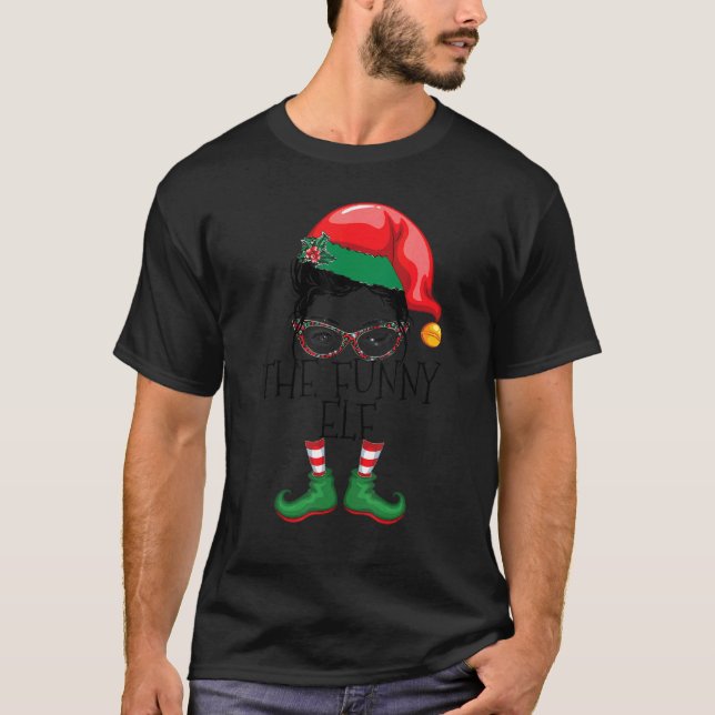 Camiseta Os pijamas da família do Elf Matching no Natal (Frente)