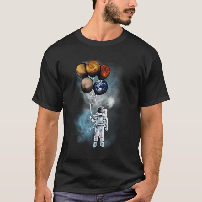Camiseta Os Planetas Espaciais Do Astronauta Do Espaçador L (Frente)