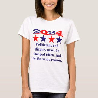 Camiseta Os Políticos E As Fraldas Têm De Ser Mudados Muita