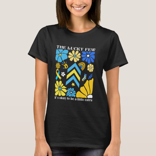 Camiseta Os Poucos Sortudos Floral Síndrome de Down (Frente)