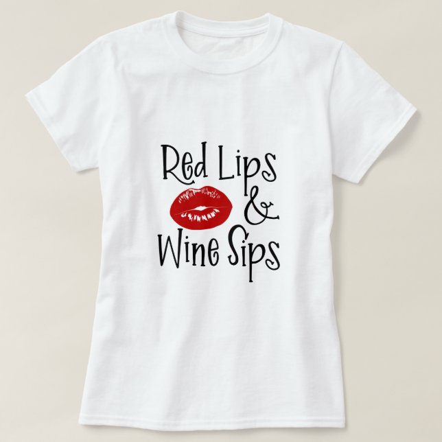 Camiseta Os provérbios "lábios & vinho vermelhos do vinho (Frente do Design)
