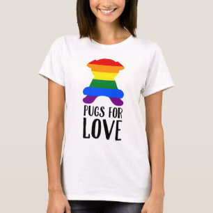 Camiseta Os Pugs para o amor comemoram o orgulho gay