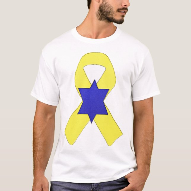 Camiseta Os reféns israelenses ficam com a fita amarela isr (Frente)
