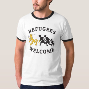 Camiseta Os refugiados dão boas-vindas ao t-paita do