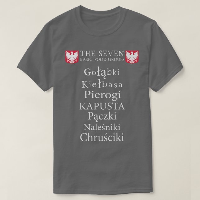 Camiseta Os Sete Grupos Básicos De Comidas Engraçados Em Po (Frente do Design)