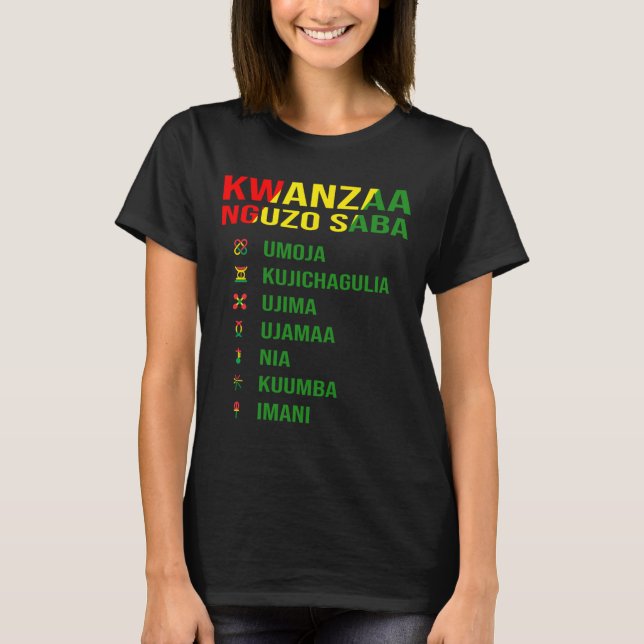 Camiseta Os Sete Princípios De Kwanzaa - Nguzo Saba (Frente)
