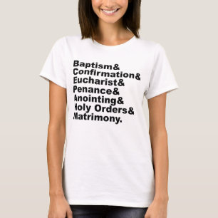 Camiseta Os Sete Sacramentos do Cristianismo e Catolicismo