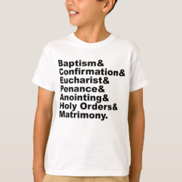 Camiseta Os Sete Sacramentos do Cristianismo e do Catolicis